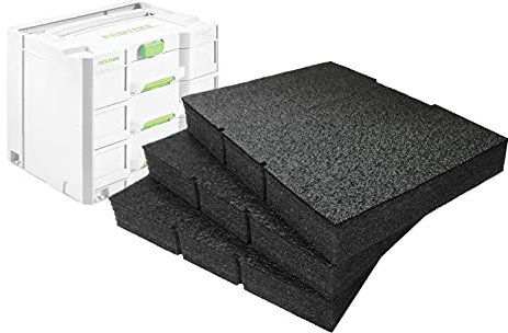 Shadow Foam Easy Peel Sortainer Einsatz [Drei-Pack] für Festool und Tanos Systainer | Schaumstoff für modulares System | Ideal für Lean, 5S, Kaizen & Custom Organizer (50mm, Schwarz)