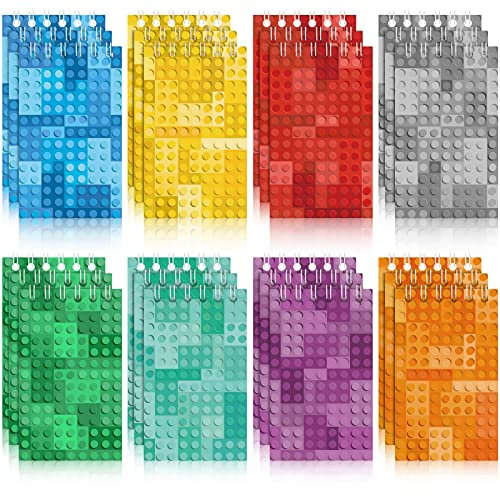24er Packung Mini Baustein Notizbücher, Baustein Ziegel Geburtstag Gastgeschenk Pinata Füller Karneval Goodie Bag Füller Tagebuch Notizblock Lehrer Klassenzimmer Zubehör für Jungen Mädchen