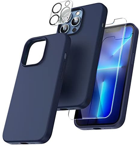 TOCOL Silicone for iPhone 13 Pro Max Case 6.7-Inch, Liquid Silicone Multi-Color Slim Silky-Soft Touch Anti-Scratch Shockproof Protective Phone Cover, Blue