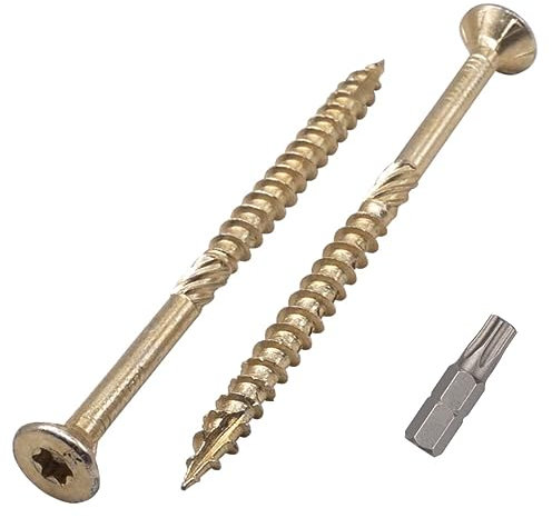 SKIR'CO Lot de 50 vis à bois universelles en acier zingué Tête fraisée Torx Type 17 Vis à panneaux d'aggloméré 6,0 x 90 mm Jaune