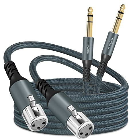 Twozoh Cable TRS XLR Hembra a Jack 6,35 mm 3M 2 Unidades, Trenzado estéreo equilibrado a 3 pine XLR Cable de Micrófono (Profesional/HiFi)