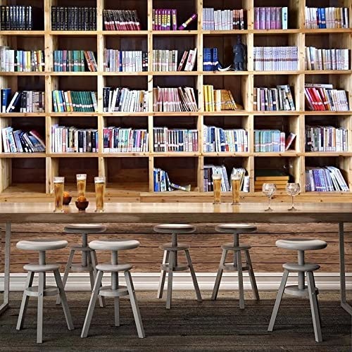 XTSWallpaper Bibliothèque Livres Patrons 400X280Cm Papier Peint Photo 3D Optique Trompe L Oeil | Déco Mural Tableaux Muraux Photo Mural Décor Motif Poster Géant Stickers Muraux Optique Fond Effet