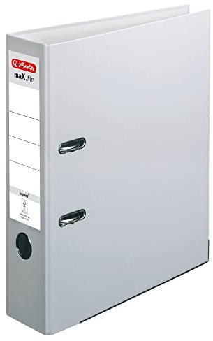 herlitz Ordner A4 maX.file protect, A4, 8 cm Rückenbreite, Grau, Einsteckrückenschild, Kantenschutz, 20 Stück
