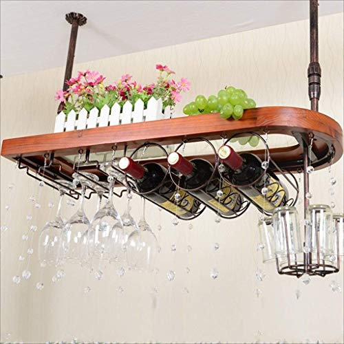 FanXus Bartheke, Bar, Restaurant, Weinbar, Weinglas, Wein, umgekehrter Spind, Eisen-Retro-Kunst + Weinregale aus massivem Holz, 80 x 28 cm Made in China