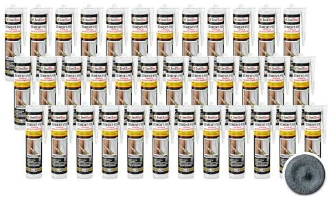 Isolbau Zement-Fix 36 x 300 ml Dunkelgrau Express Reperaturmörtel - Dichtungsmasse für Fugen & Risse im Innen- & Außenbereich, Kartusche