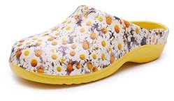 backdoorshoes Women’s Comfortable Slip On Garden Shoes Lightweight Arch Support Daisy Lemon EU38 UK5 Ladies's Clogs