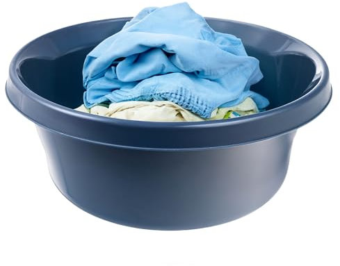 KADAX Bassine de lavage ronde en plastique mat - Robuste - Pour la salle de bain - Polyvalent - Bleu marine - 4 l