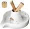 BEYLAB - Soporte de incienso de cerámica, quemador de incienso 3 en 1 para Palo Santo, cuenco de salvia, conos de bobina, recuperador de cenizas extraíble de latón para meditación y yoga, color blanco