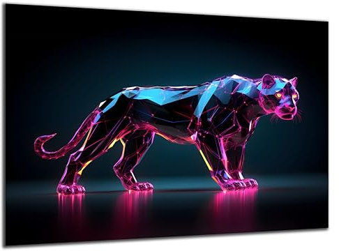 DARO Design - Wand-Bild 6mm HDF 30x20 cm Neon Panther - Wand-Deko Bilder Wohnzimmer