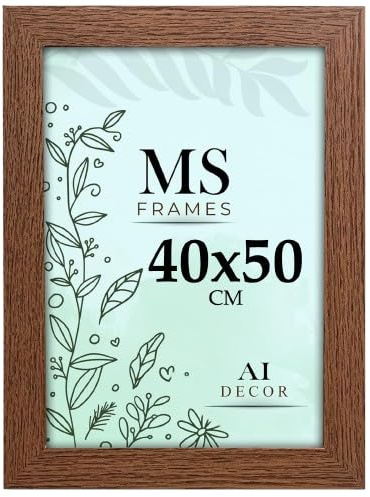 AI Decor Dark Oak 40x50 cm (15.7x19.7 Inch) Poster Frame - Clear Acrylic Display Picture Frame MDF Wooden Portrait/Panoramic - Flat Wall Mount Hang Hooks