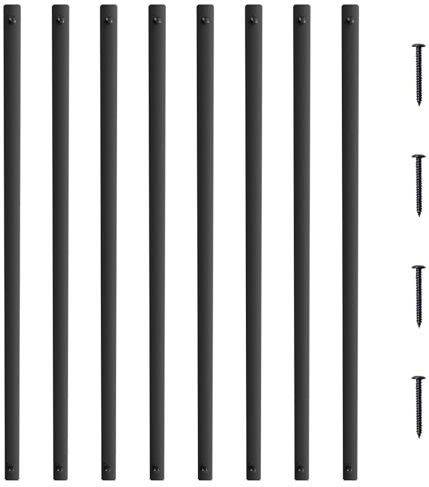 VEVOR Balaustre de Metal para Escaleras 965 x 25 mm Husillo de Barandilla Plano de Aleación de Aluminio 72 Varillas de Cubierta con Tornillos Barandilla Hueca Clásica Recubrimiento en Polvo Negro