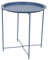 Harbour Housewares Round Tray Table with Removable Tray - Pack of 1 - Matte Navy Steel Bed Side Table Raised Lip Serving Dish Compact Collapsible Folding Stand for Bedroom, Home and Office