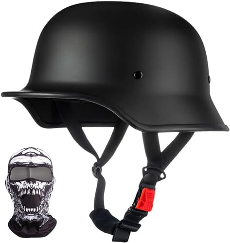 Retro Deutscher Stil Motorrad Halbhelm Retro Halbschalenhelm mit DOT/ECE Genehmigt Vintage Offenem Helm Jet-Helm Für Männer Und Frauen Fahrrad Cruiser Chopper Moped Roller