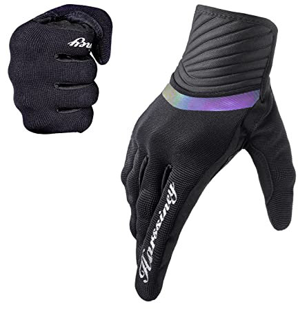 Motorrad Handschuhe Herren Damen,Motoradhandschuhe Sommer Motocross Motorrad Handschuhe Herr EUDE Foam Schutz Touchscreen Motorcycle Gloves (SCHWARZ, L)