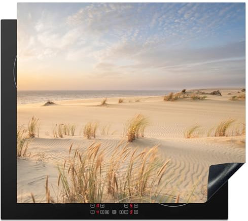 KitchenYeah© Herdabdeckplatte Einteilig Induktionsmatte Küche Abdeckung Ceranfeld Herd Abdeckplatte Deko Vinyl Matte Aufrollbar Strand - Dünen - Sommer - Natur - 60x52 cm