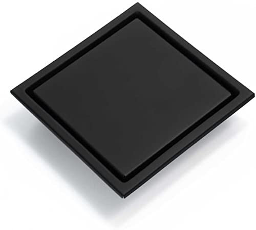 Desagüe de piso, desagüe de piso de ducha, cuadrado de acero inoxidable 304 con rejilla de inserción de azulejos, cubierta extraíble de , diseño de doble cara que se adapta al sistema de base de desag
