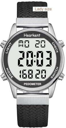 Schrittzähler Uhr für Damen-Einfach Schrittzähler Ohne App und Handy-30M Wasserdichte Sportuhr mit Schrittzähler,Armbanduhr mit Kalorienzähler-Schrittzähler Uhren für Senioren und Damen(Schwarz)