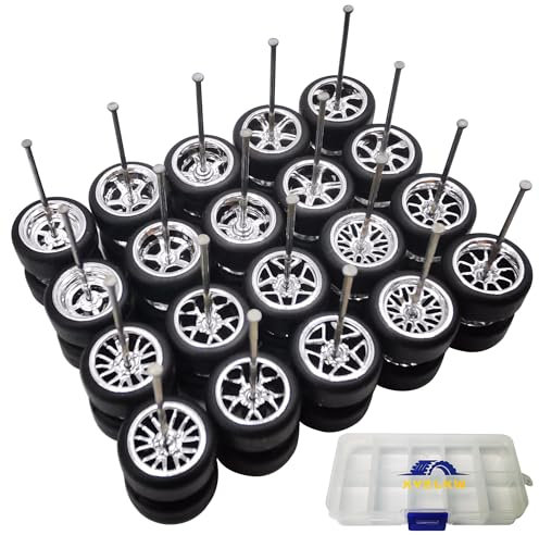 1/64 Räder und Reifen-Set, 10er-Pack, 1 64 Skalenräder mit 10 für 1/64 Druckguss-Autos, verbesserte und modifizierte Gummireifen (Durchmesser 11 mm) (versilbert)
