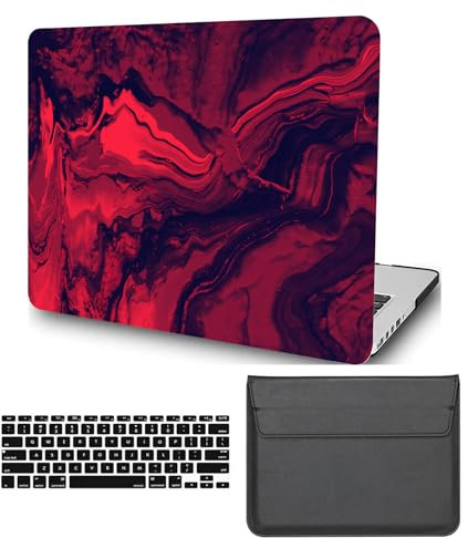Funda Dura Compatible con MacBook Pro 15 Pulgadas 2015 2014 2013 2012 Modelo A1398 con Pantalla Retina, Plástico Carcasa Cubierta Protectora & Cubierta para Teclado & Bolsa - Rojo