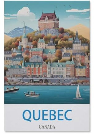 BEAYODKP Peinture Par Numéros Pour Adultes Débutants,Poster de voyage vintage Québec Canada,Kits De Peinture À L'Huile Numérique Bricolage Sur Toile Avec Pinceaux Et Pigments Acryliques(40x50cm)-E28