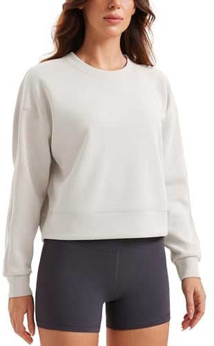 CRZ YOGA SoftAura Rundkrage-tröjor | Persiko-luddig textur, Casual, Avslappnad passform, Pullover, Sweatshirts för kvinnor