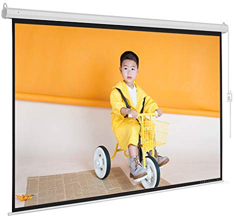 CJHYSMD Projector Screen Motorized Projector Screen 60-84 16:9 Wall Mount Matte White Projection Screen with 12V Trigger Remote Control for Home Theater(84 inch)