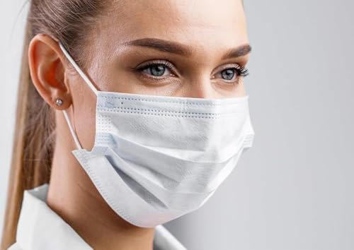 50 mascherine monouso colorate colorate a 3 strati certificate CE con elastico, 50 pezzi (5, bianco)