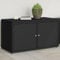 Xichuzi Gartenschrank Schwarz 110x55x60,5 cm Poly Rattan, Geräteschuppen, Gerätehaus, Wetterfest, Outdoor Schrank, Gartenhausschränke, Terrassenschrank - 365567