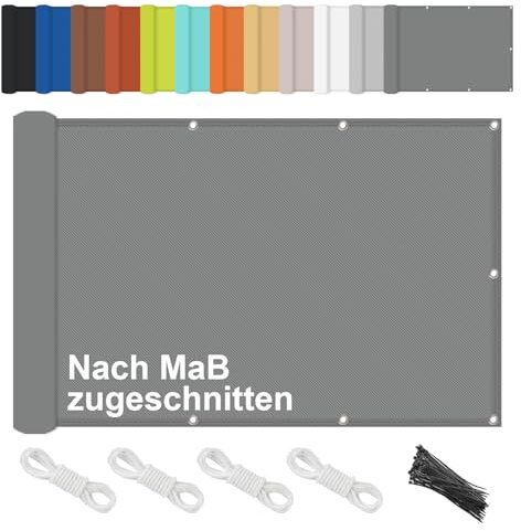 CHENG Balkon Sichtschutz Balkonabdeckung Polyester, Seitenmarkise Ohne Bohren, Für Terrasse Garten Zaun Pavillon, UV-Schutz Mit Ösen, Viele Farbe und Größe Zur Auswahl, Anthrazit, 200x300cm