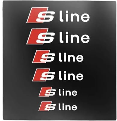 6pcs Caliper Car Sticker Wheel Hub RS Quattro Ceramic Logo for A3 A4 A5 RS6 RS3 RS4 RS5 RS7 Sport A6 Q3 Q5 Q7 S3 S4 S(Sline White)