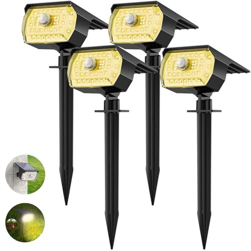 Fratink Solarlampen für Außen mit Bewegungsmelder, 4 Stück 43LED SolarStrahler 3000K Warmweiß Solarleuchten für Außen Garten, 3 Modi Solar Gartenleuchten Solar Strahler Aussen Weg Hof Gehweg