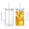 INSETLAN Lot de 2 grandes tasses en verre nervuré, 760 ml, avec anse et couvercle, transparentes, avec pailles réutilisables, design à rayures verticales, parfaites pour le café glacé, le thé, les