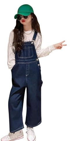 Generisch Latzhose Kinder Mädchen Jeans Overall Jumpsuit Sommer Lange Hose Jeanslatzhose Schmetterlingsstickerei Denim Trägerhose Ärmellos Romper Lässige Sommeroveralls Playsuit Mit Taschen