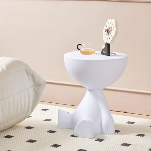 Wefrib Schlafzimmer Seitentische,Wohnzimmersofa Dekorativen Beistelltisch,Kreativer Seitentisch,Sofa -Kreis Couchtisch, beweglicher Beistelltisch für Sofas,Wohnzimmer,Nachteile,Balkon klein (Weiß)