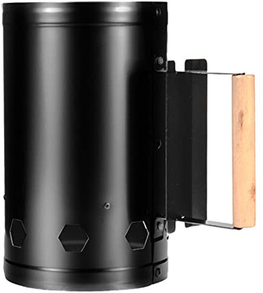 Yechiry Holzkohle-Kaminstarter, Schnellfeuer-Starterdose Verdickte Edelstahlplatte Grillkamin Anzünder Brikett Kohle Feuer Starter Schornstein für Outdoor-Kochen, Camping, Grillen (Black)