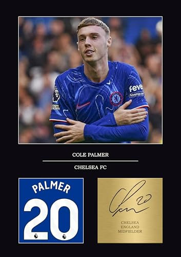 Cole Palmer Poster Chelsea FC – A4 Football Print | Chelsea FC Gifts for Boys & Men | Chelsea Poster Wall Art | Cole Palmer Gifts | Chelsea Football Decor & Merchandise