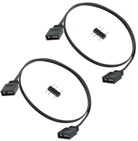 2 pezzi di prolunga ARGB 3 pin 5 V – Adattatore spina RGB indirizzabile per scheda madre e ventola LED, cavo di sincronizzazione per illuminazione ARGB, cavo di estensione argb, connettore RGB