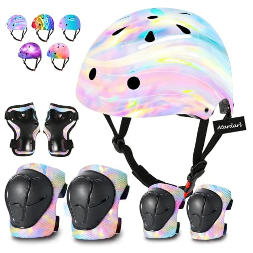 Regulierbarer Fahrradhelm Kinder mit Kniepolster,Ellenbogenpolstern,Handgelenksschutz – Kinderhelm für 3-5-8-14 Jahre –Ideal für Skaten,Fahrradfahren,Radfahren,Skateboarden –Für Jungen & Mädchen