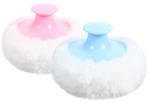BIUDECO 2 Stück Puderquaste 8cm Weich Flauschig mit Griff Wiederverwendbar für Körperpuder Hautfreundlich und Schnelltrocknend Babypflege für Unterwegs