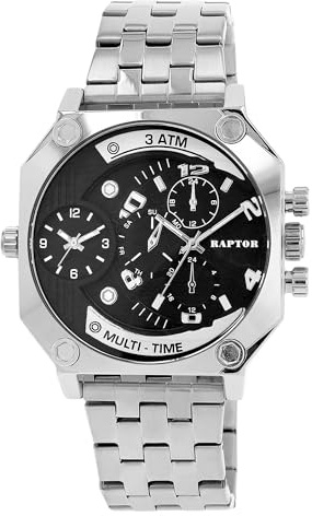 Raptor Damen Armbanduhr Analog in Silber, Gesamtlänge 23.5 cm, Edelstahlarmband – 3 ATM