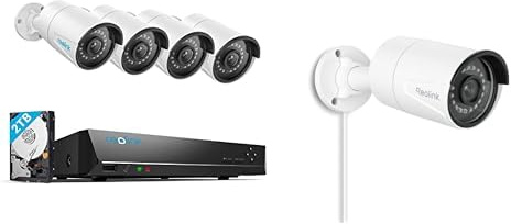 Reolink RLK8-410B4-5MP + 2× RLC-510A | 8CH 2TB HDD NVR with 6× 5MP PoE Outdoor Security Cameras, Person/Car Detection, 100ft Night Vision, Audio Recording CCTV System