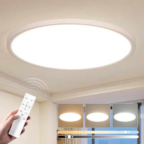 EASY EAGLE LED Deckenleuchte Dimmbar mit Fernbedienung, 60CM 60W Rund Weiß | 3000k-6500k Flach Deckenlampe Modern für Badezimmer Bad Flur Schlafzimmer Balkon Wohnzimmer Küche Keller