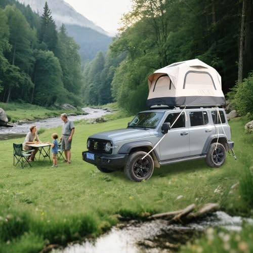 Aufblasbares Dachzelt für 2-3 Personen mit 15 cm Matratze & Teleskopleiter, Auto-Zelt für SUV und Jeep, wasserdicht PU3000 & UPF50+, inklusive Handpumpe, kompaktes Packmaß