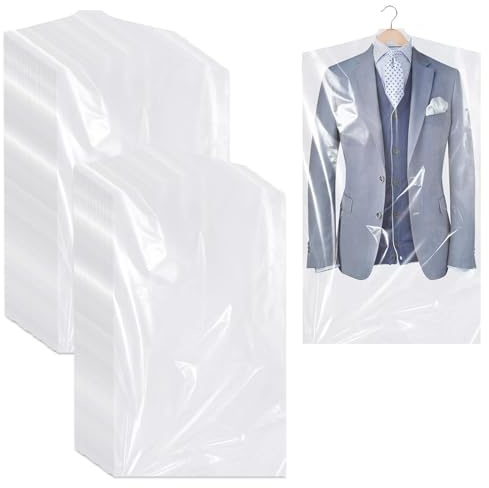 70 PCS Copriabiti Trasparenti 90x60 cm Buona resistenza Copri Abiti in Plastica Custodie Antipolvere per Camicie Vestiti Giacche e Completi, per Armadio e Guardaroba alla conservazione a lungo termine
