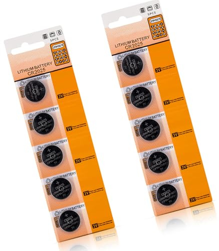 PIEXANGH CR2025 3V Button Batteries Compact Size CR2025 Battery for Easy Installation in Electronics Long Shelf Life Packaging