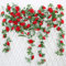 JUSTOYOU 2 Pack 7.2ft Künstliche Fake Rose Girlande Reben Hängende Seide Blumen für Outdoor Indoor Hochzeit Wand Badroom Dekoration (Rot)