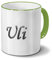 printplanet Tasse mit Namen Uli - Motiv Chrom-Schriftzug - Namenstasse, Kaffeebecher, Mug, Becher, Kaffeetasse - Farbe Grün