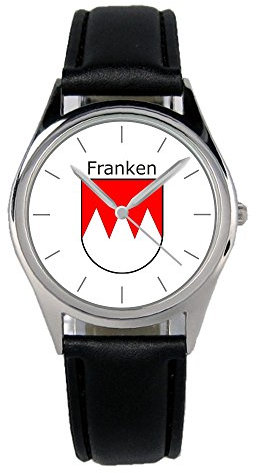 KIESENBERG Armbanduhr Franken Wappen Geschenk Artikel Idee Fan Damen Herren Unisex Analog Quartz Lederarmband Uhr 36mm Durchmesser B-20103