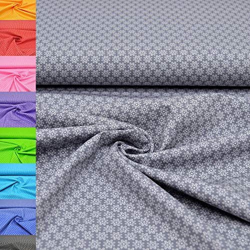 MAGAM-Stoffe Amelie Blümchen Baumwollstoff Oeko-Tex Meterware 50cm (14. Grau)