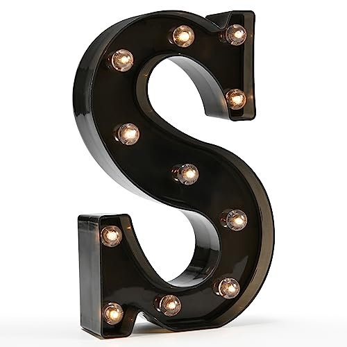 Light Up Black Alphabet Marquee Letters LED Lights Sign for Night Light Home Bar Christmas Lamp Birthday Party Wedding Decoration S